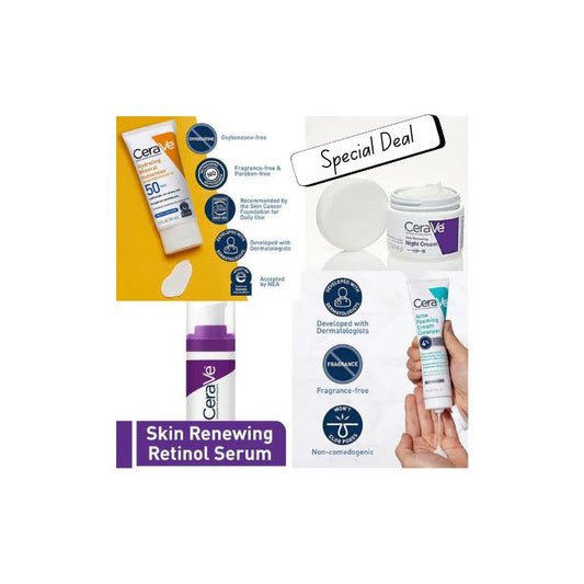 CeraVe 4-in-1 Skincare Kit – Cleanser, Serum, Night Cream & Sunscreen | CeraVe Glow Kit - 100% Original with free delivery